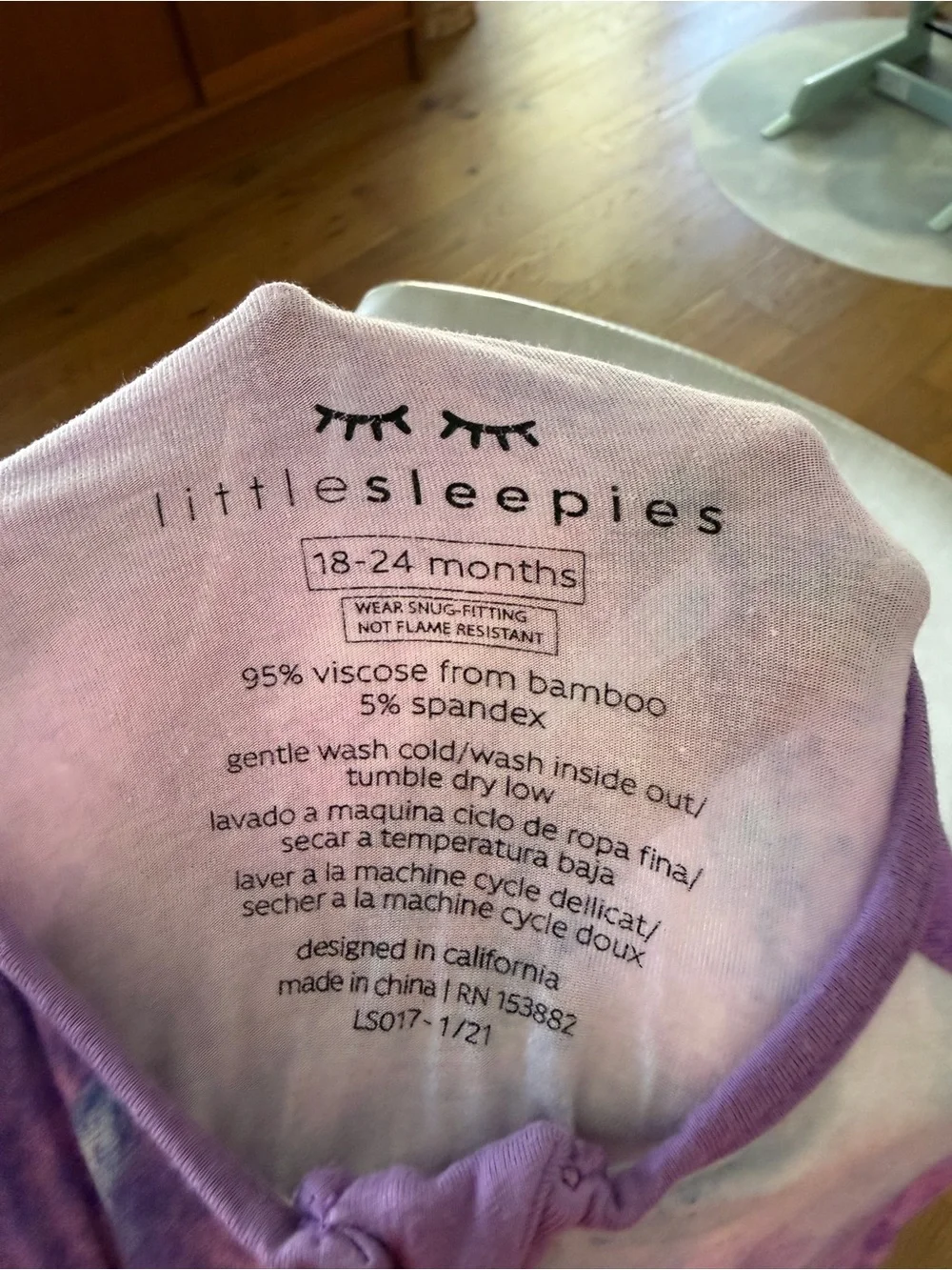 Little Sleepies Purple Tie-Dye Zip One-Piece Pajama